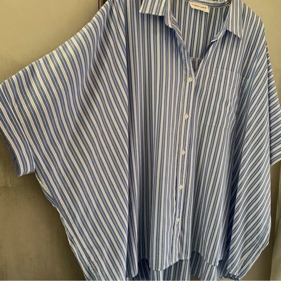 First Love Blue and White Casual Button Down Shirt - Picture 3 of 7